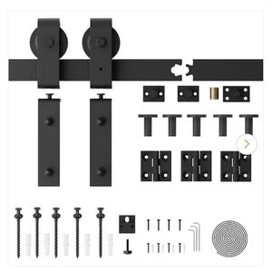 WINSOON 6.6 ft./80 in. Frosted Black Bi-Folding Sliding Barn Door Hardware Trac